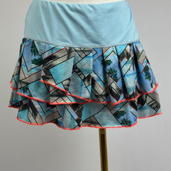 Lucky in Love ~ Sea Breeze Print Tier Tennis Pickleball Skort - L / 12 - Worn 1X - Picture 7 of 15